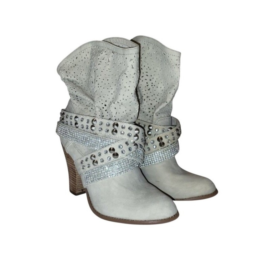 Not Rated Bring Spring Vegan Leather Rhinestone Studded Western Cowboy Boots 7.5